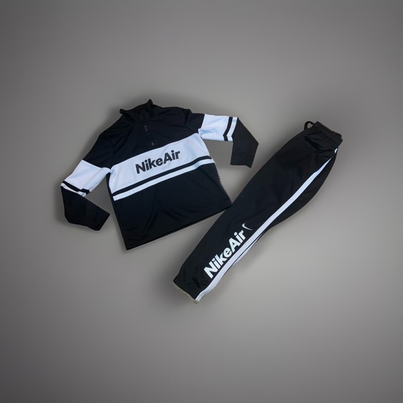 Nike Air Youth XL Set Boys Quarter Zip & PANTS Tracksuit Size XL Black White